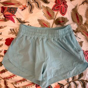 Lululemon Track That HR cyan blue shorts
